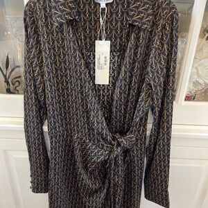 NWT Veronica Beard Wrap Dress size 12 knotted mini dress Navy